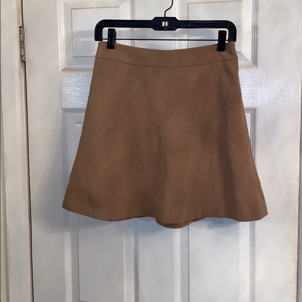 Loft- tan circle skirt. Exposed back zipper